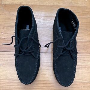 Women’s Black Suede Minnetonka Ankle Boot